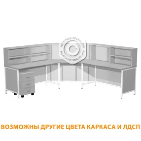 стол-барьер рабочий на металлокаркасе пм-4 (лдсп серый, каркас белый)