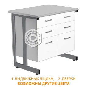 стол-тумба сл-211/2.2 «премиум» (корпус металл белый, столешница постформинг серый, каркас серый)