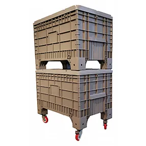 контейнер пластиковый 1020х640х810 мм серый на колесах, без крышки