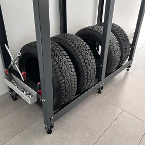 верстак standart с оцинкованной столешницей и траверсами для хранения колёс