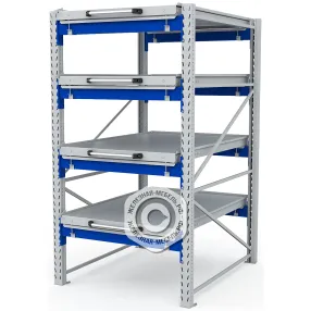 стеллаж с выкатными платформами s-heavy 1000/900 (4 яруса хранения)