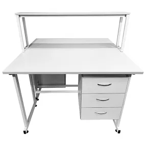 стол лабораторный островной с надстройкой сло 22.009 (белый)