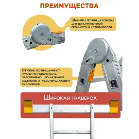 лестница-трансформер алюминиевая профессиональная 2х4 + 2х5