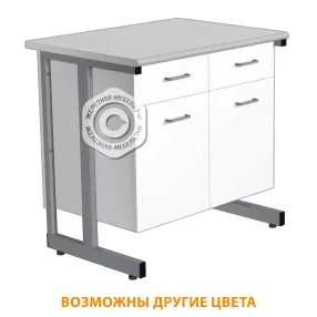 стол-тумба сл-211/2 «премиум» (корпус металл белый, столешница постформинг серый, каркас серый)