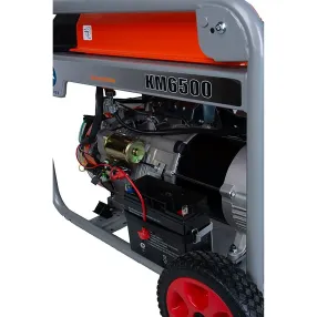генератор бензиновый tor km6500h 5,0 квт 220в 27 л с кнопкой запуска и колесами
