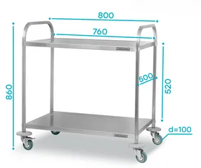 тележка для сервировки тдср - 800х500х860 «retail» 2 уровня